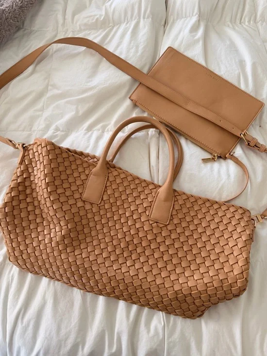 Anne Klein Woven Tote Bag in Tan - Picture 1 of 8